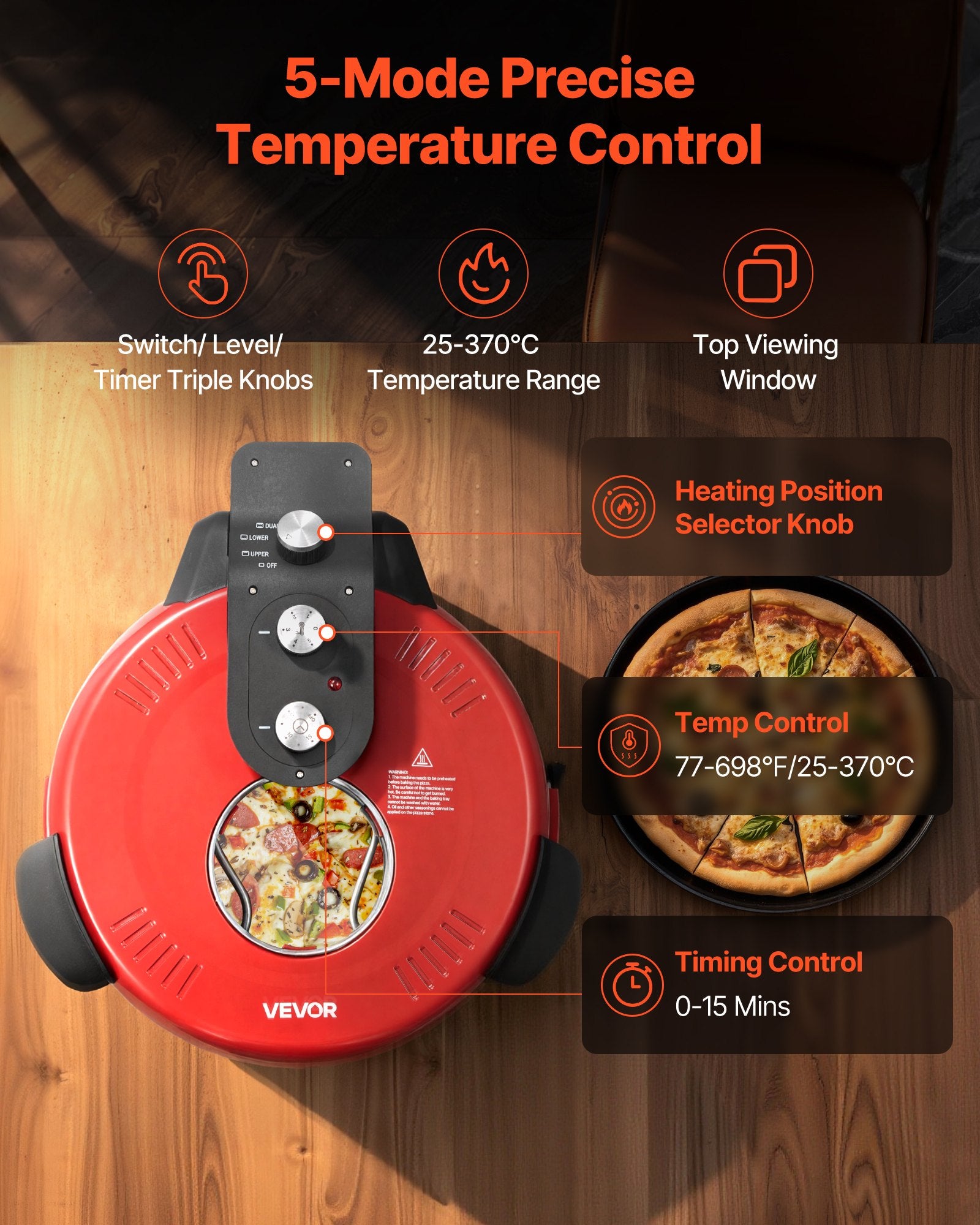 Countertop 14” Pizza Oven – Fast-Heating Electric Pizza Maker for Perfect Homemade Pizzas
