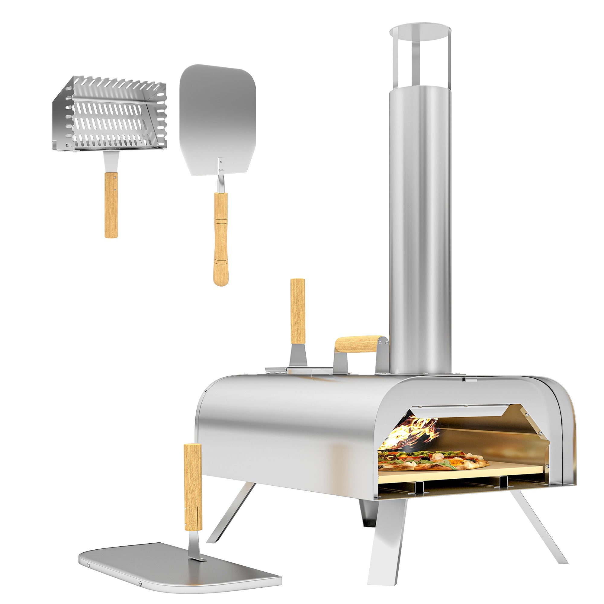 12" Outdoor Wood Pellet Pizza Oven – Portable Pizza Oven with Foldable Design for Easy Cooking Anywhere