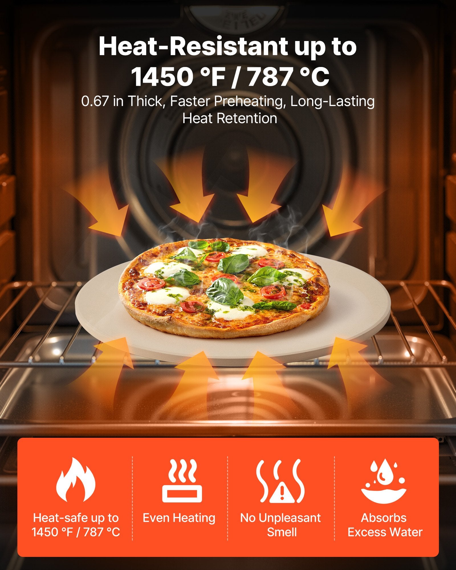 Pizza Stone, 15 In Round Pizza Stone,  0.67 In Large Cordierite Baking-Stone With Metal Peel, Scrape, 1450℉ Heat-Resistant Cooking Stones, For Kitchen Oven, Baking Pizzas, BBQ Grilling