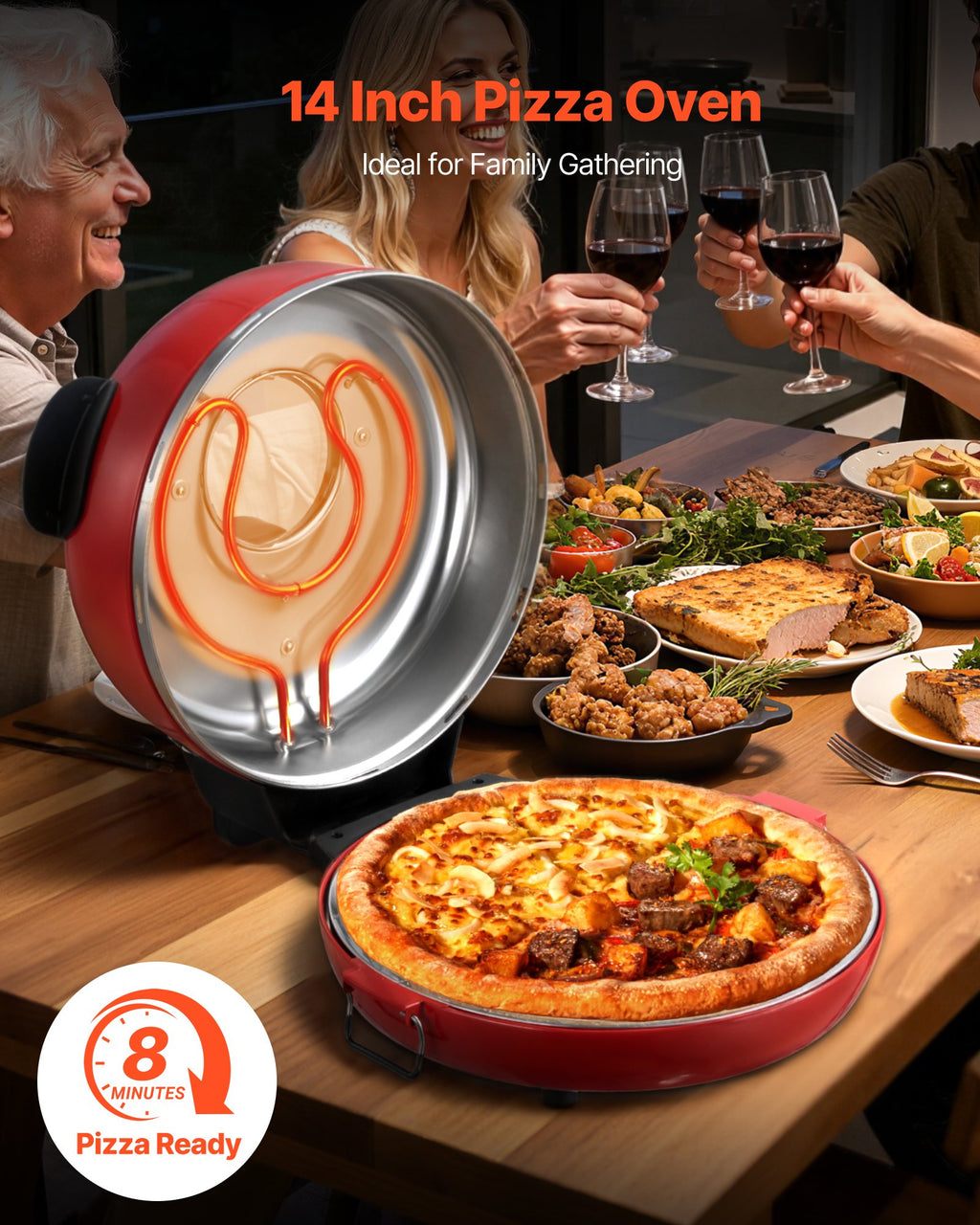 Countertop 14” Pizza Oven – Fast-Heating Electric Pizza Maker for Perfect Homemade Pizzas