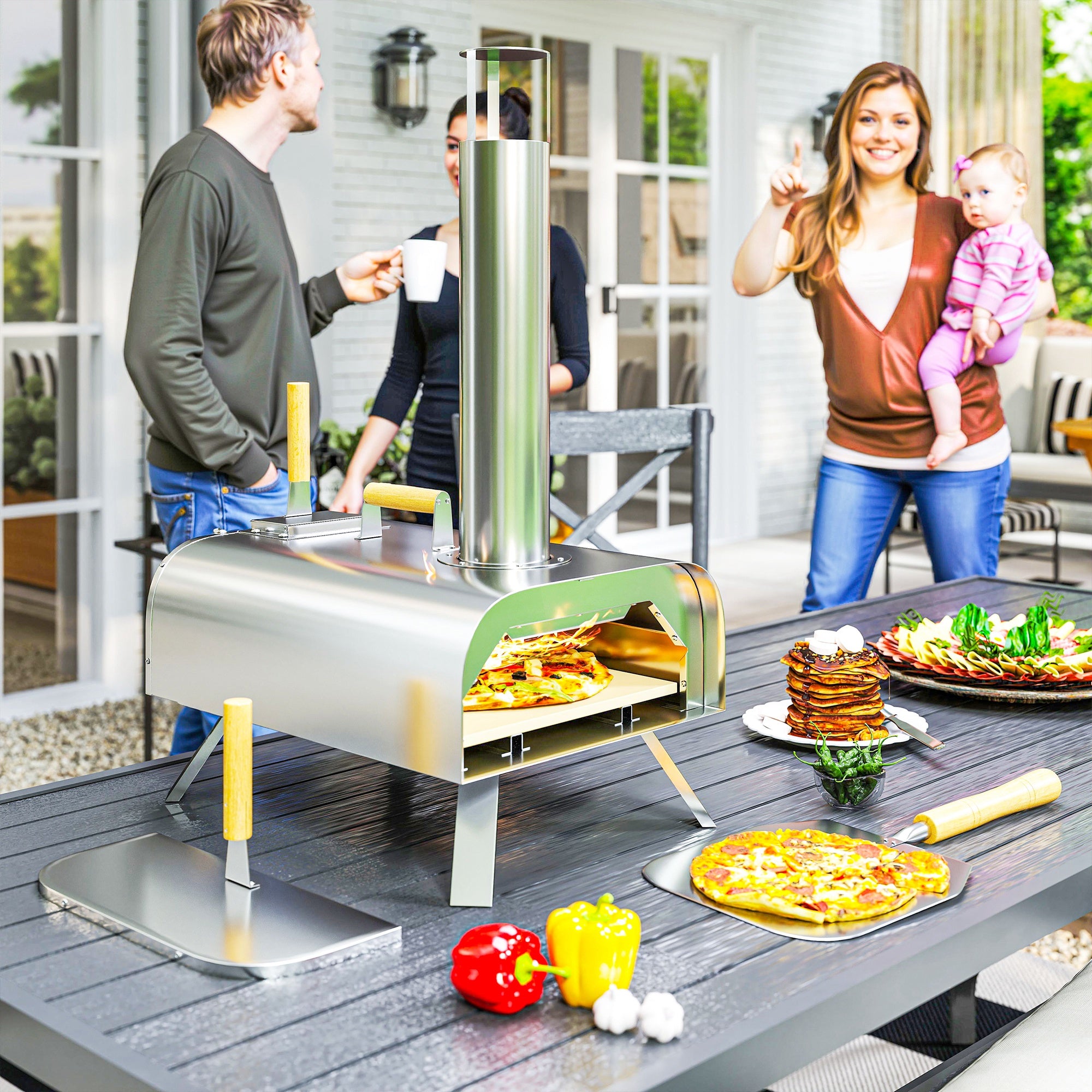 12" Outdoor Wood Pellet Pizza Oven – Portable Pizza Oven with Foldable Design for Easy Cooking Anywhere